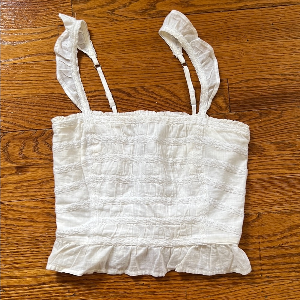 Abercrombie & Fitch White Ruffled Camisole